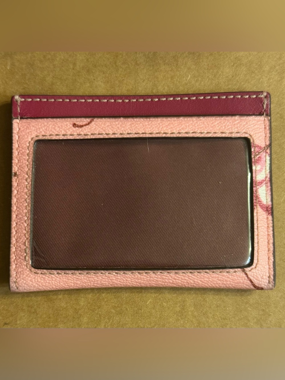 Coach Pink Cherry Leather Card Holder with Magenta Accents - Picture 2 of 8